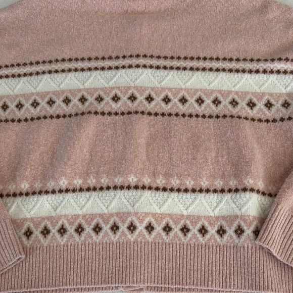 Aerie fuzzy Pink Patterned Women's Sweater - Picture 11 of 14